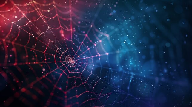 A spider web with a red and blue background on  halloween