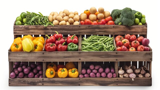 Colorful Farmers Market Vegetable Display with Fresh Produce - Powered by Adobe