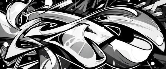 Monochrome Abstract Urban Graffiti, Cartoon