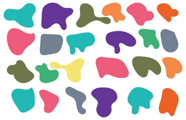 coloring and black/white Blob shape organic set. Fluid cooler blob shape vector for abstract design. Abstract watery forms template. Organic blobs set icon on transparent background.