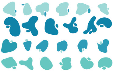 Organic blobs set icon on transparent background. coloring Blob shape organic set. Fluid cooler blob shape vector for abstract design. Abstract watery forms template. 
