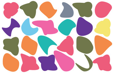 Organic blobs set icon on transparent background. coloring Blob shape organic set. Fluid cooler blob shape vector for abstract design. Abstract watery forms template. 