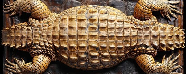Obraz premium Luxurious texture of crocodile skin, closeup shot, intricate patterns, rich and detailed, exotic material