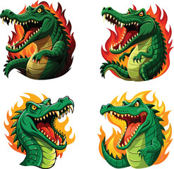 Prehistoric crocodile animal with open jaws