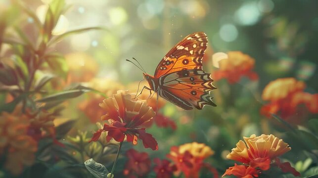 a beauty butterfly pearch on a flower preparing to suck the nectar upon the petal