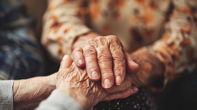 Close-up of a social worker providing support to an elderly individual, emphasizing the role of social services in elderly care