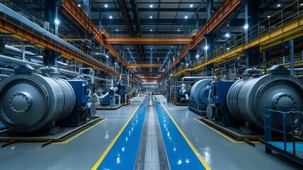 Industrial Factory Interior with Machinery and Modern Equipment