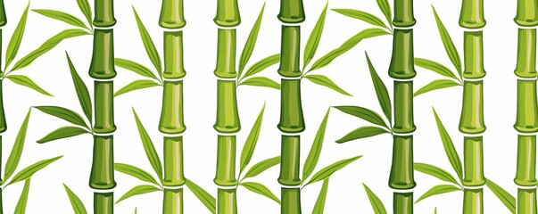 Obraz premium Stylized bamboo leaves, vibrant greens, flat design, clean lines ,The images are of high quality and clarity