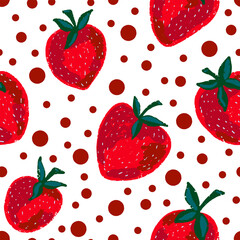 Texture stylized pattern with strawberry berry seamless endless vector rapport with overlapping pattern