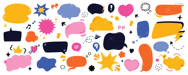 Cute hand drawn speech bubble vector set.