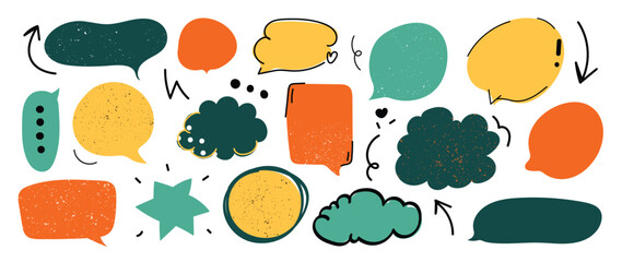 Cute hand drawn speech bubble vector set.