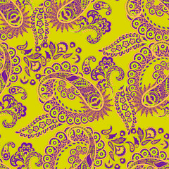 Trendy ethnic-style paisley pattern. Fashionable vector template for any design projects