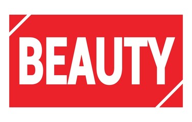 BEAUTY text written on red stamp sign.