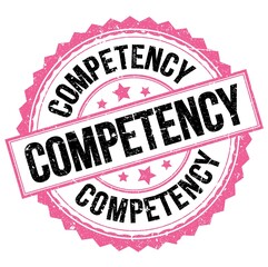 COMPETENCY text on pink-black round stamp sign
