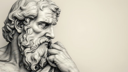 Naklejka premium Portrait of a gentle and flawless stoic marble statue. Perfect for background and quotes. With copy space