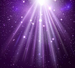 Futuristic purple gradient background with white spotlight and stars