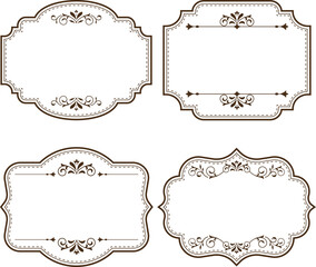 Vintage label design with monograms and frames