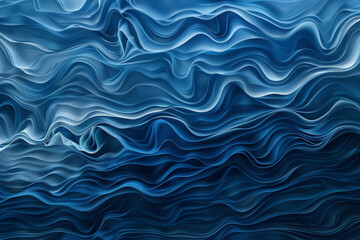 Fototapeta premium An abstract presentation of undulating blue layers, reminiscent of waves or flowing fabric, evoking a sense of depth and motion.