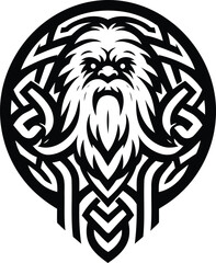 yeti in silhouete with celtic knot pattern illustration