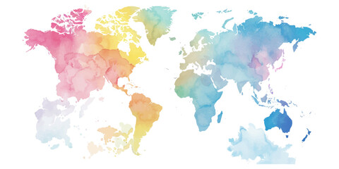 Obraz premium Watercolor world map on a white background
