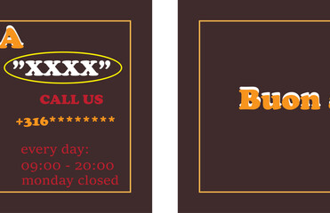 business card for pizzeria. pizza