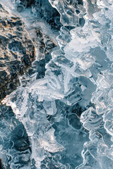 Obraz premium Frozen Water Creating an Ethereal Landscape with Intricate Ice Formations