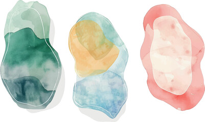 watercolor abstract backgrounds set, isolated on white