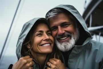 Fototapeta premium People spending weekend vacation on the boat sea ocean river lake, Generative AI