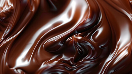 Naklejka premium Melted chocolate surface . Ai. Liquid chocolate close-up background.