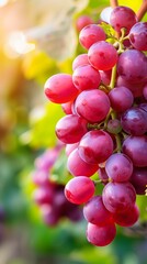 fresh grapes hanging on the vine