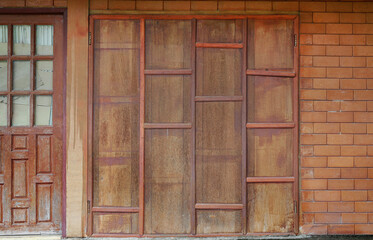 Background of an old Thai style wood wall.