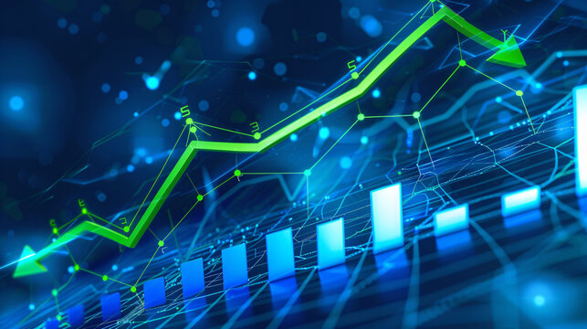 a graph with green and blue lines