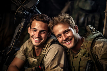 Fototapeta premium Soldier in uniform military forces made by generative AI