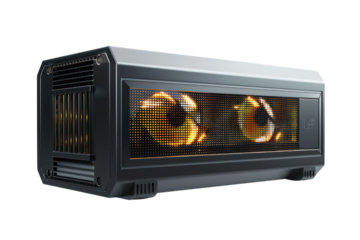 Modern black computer GPU external graphics card enclosure with LED lighting, ideal for gaming and high-performance tasks.