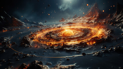 Contemporary Scene Of Space Background With Spiral Galaxy And Stars Landscape Background