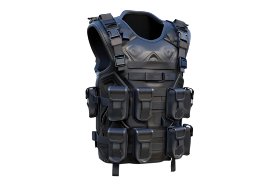 Modern black tactical vest equipped with multiple utility pockets, ideal for military, security, or outdoor activities.