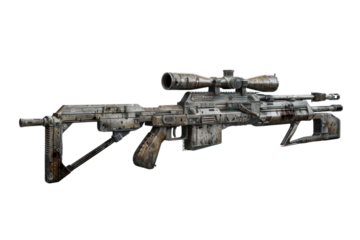 Sci-fi sniper rifle with detailed futuristic design, perfect for gaming, visualization, and conceptual artwork.