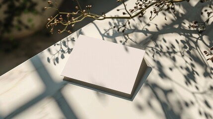Blank Notebook Mockup Under Soft Dappled Light. Generative AI