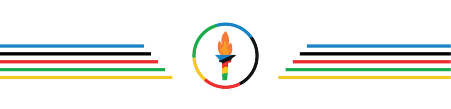 Summer olympic sport games. Header for letters, websites, mailing lists. Strips with torch isolated on white background.