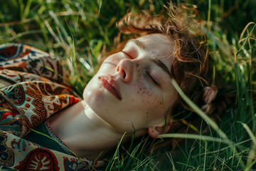 People in connection with nature, enjoying beautiful summer spring day weekend, made with Generative AI tools