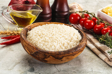 Dry Arborio rice for risotto