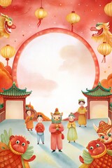 illustration of chinese traditional festival of chinese new year 