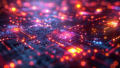 Fototapeta premium Retro-futuristic 3D grid, reminiscent of early computer graphics, with glowing elements and wireframe structures