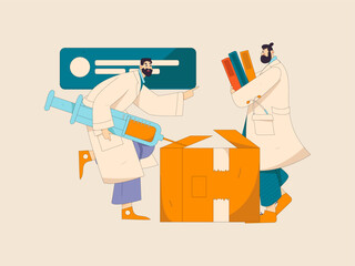Medical characters fighting the epidemic flat vector concept operation hand drawn illustration
