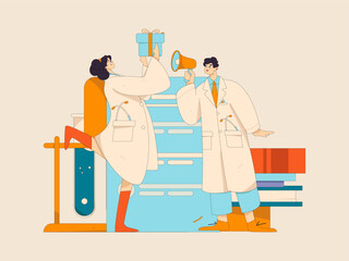Medical characters fighting the epidemic flat vector concept operation hand drawn illustration
