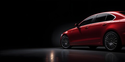 Red car on elegant dark background.
