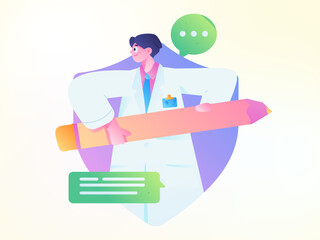 Medical characters fighting the epidemic flat vector concept operation hand drawn illustration
