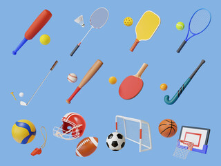 3D ball sports equipment set