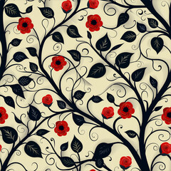  seamless red floral pattern