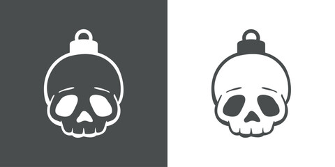 Tiempo de Navidad. Símbolo pirata. Logo con silueta de calavera humana para colgar como bola de navidad para Halloween